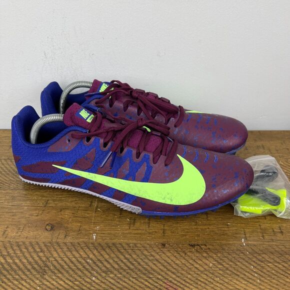 Nike Zoom Rival S Shoes Men 11.5 Purple Lime Track Sprint Spikes Racing Sprinter - Picture 1 of 14